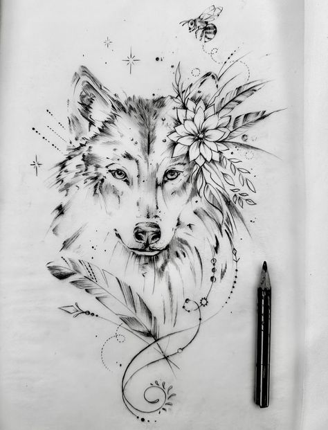 Dragon Tattoo With Flowers, Husky Tattoo, Wolf Tattoos For Women, Sagittarius Tattoo Designs, Wolf Tattoo Sleeve, Small Girly Tattoos, Black Cat Tattoos, Tattoos For Women Half Sleeve, Wolf Tattoo Design