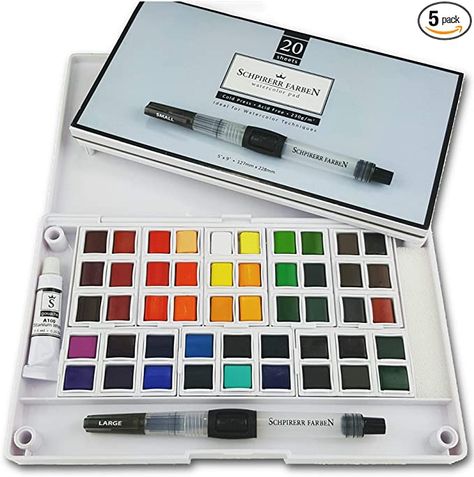 Amazon.com: SCHPIRERR FARBEN Art Supplies Watercolor Paint Set - Travel Watercolor Kit: 48 Watercolor Paint, 20 Sheets 230gsm Watercolor Paper , 2 Watercolor Paint brushes, 1 Mixing Watercolor Paint Palette: Home Improvement Travel Watercolor Kit, Travel Watercolor, Texture Words, Professional Watercolor, Japanese Watercolor, Art Painting Tools, Watercolor Kit, Picasso Paintings, Watercolor Paint Set