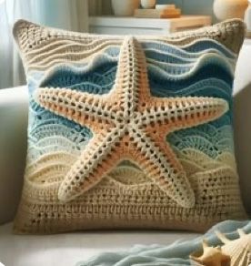 Starfish Pillow, Crochet Fish, Crochet Dog Patterns, Crochet Pillow Cover, Crochet Cushion Cover, Crochet Rug Patterns, Crochet Mermaid, Bag Pattern Free, Crochet Pillows