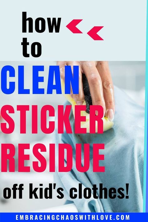 Kids love stickers and they tend to put them everywhere, including their clothes. As a result sticker residue is left behind. Here are some great tips on how to easily remove sticker residue and adhesives from kid's clothes. #cleaningtip #toddlers #kids #stickers #cleanadhesiveoffclothes How To Remove Adhesive, Remove Sticker Residue, Remove Sticky Residue, Stain Remover Clothes, Sticker Removal, Rubbing Alcohol, Mom Advice, Love Stickers, Kids Stickers