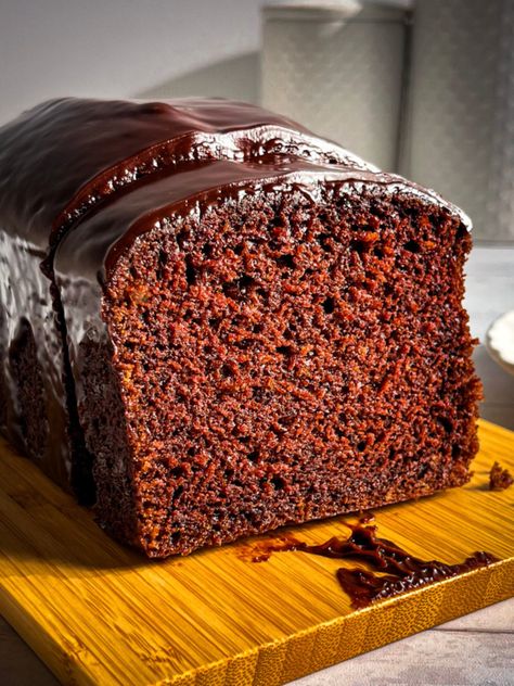 Double Chocolate Loaf Cake - PastrybySaloni Moist Chocolate Loaf Cake, Double Chocolate Loaf, Double Chocolate Loaf Cake, Blondie Cake, Dessert Loaf, Chocolate Ganache Glaze, Cake Varieties, German Chocolate Cake Recipe, Chocolate Loaf