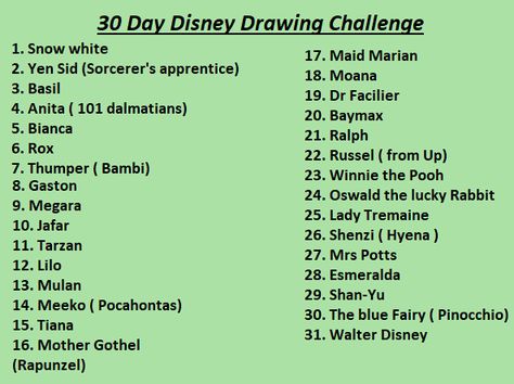 Disney Drawing Challenge, Doodle Challenge, Abs Art, Disney Drawing, Sketchbook Challenge, Disney Challenge, 30 Day Drawing Challenge, Drawing Challenges, Art Challenges