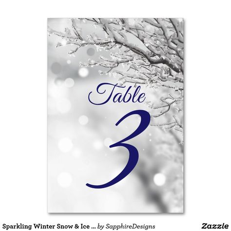 Sparkling Winter Snow & Ice Wedding Table Number. Affiliate Wedding Table Numbers Ideas, Table Numbers Ideas, Winter Wedding Table Numbers, Iced Branches, Grey Winter Wedding, Ice Wedding, Winter Engagement Party, Custom Table Numbers, Winter Wedding Table