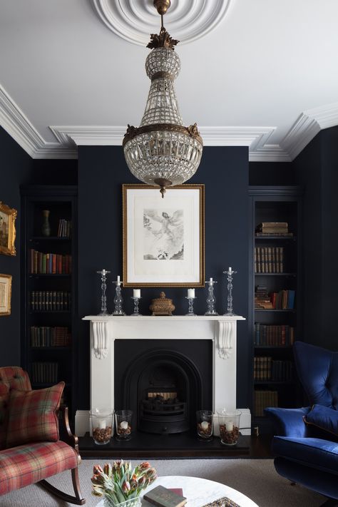 Masculine and Moody Rooms: Get the Look | The Inspired Room Modern Victorian Interiors, Man Home Decor, Wooden Ottoman, Moody Living Room, Victorian Living Room, Minimalist Living Room Decor, Dark Living Rooms, Victorian Interior, Ottoman Tray