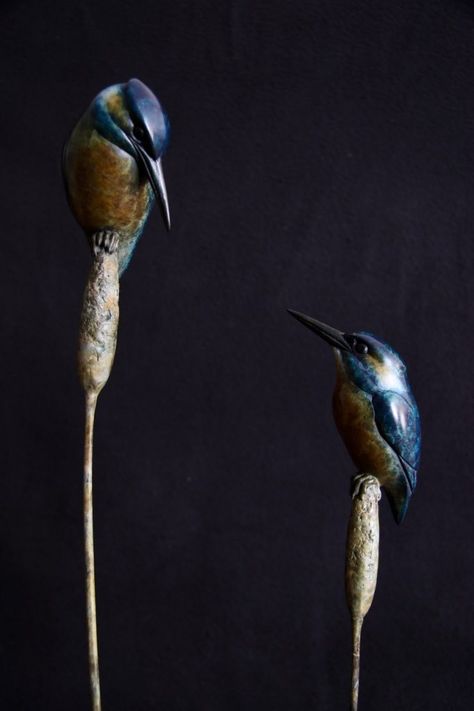 New Kingfisher Sculptures | Adam Binder Sculptures Ceramic Birds Sculpture, Handbuilt Pottery, Clay Birds, Carved Wood Sculpture, Contemporary Pottery, Bird Carving, Pottery Sculpture, Ceramic Animals, Bird Sculpture