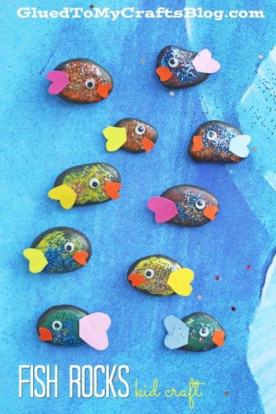 Pet Fish Rocks - Summer Themed Kid Craft Idea Preschool Fish Crafts Art Projects, Pet Rocks For Kids, Pet Rock Preschool, Aquarium Art Projects For Kids, My Pet Fish Craft, Pet Rocks Craft, Fish Rocks, Fish Ideas, Fish Craft