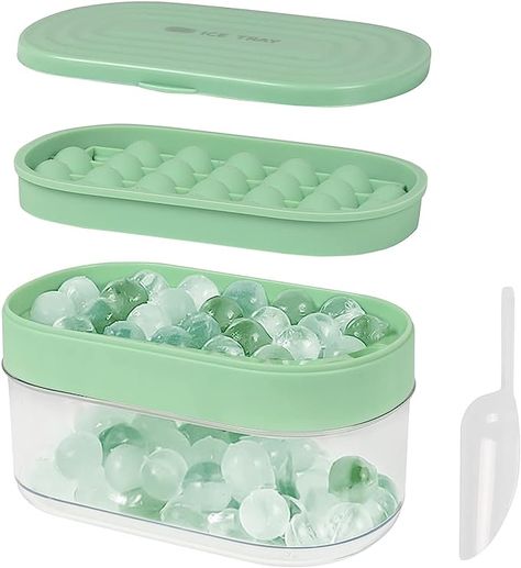 Round Food-Grade Silicone Ice Cube Moulds 24pcs Sphere Ice Ball Maker Ice Cube Trays for Freezer Green Ice Bucket Kits with Storage Ice Box and Scoop Fast Healthy Food, Amazon Home Must Haves, Mini Ice Cube Tray, Ice Bins, Round Ice Cubes, Coffee Tools, Sphere Ice, Baby Birthday Invitations, Silicone Ice Trays