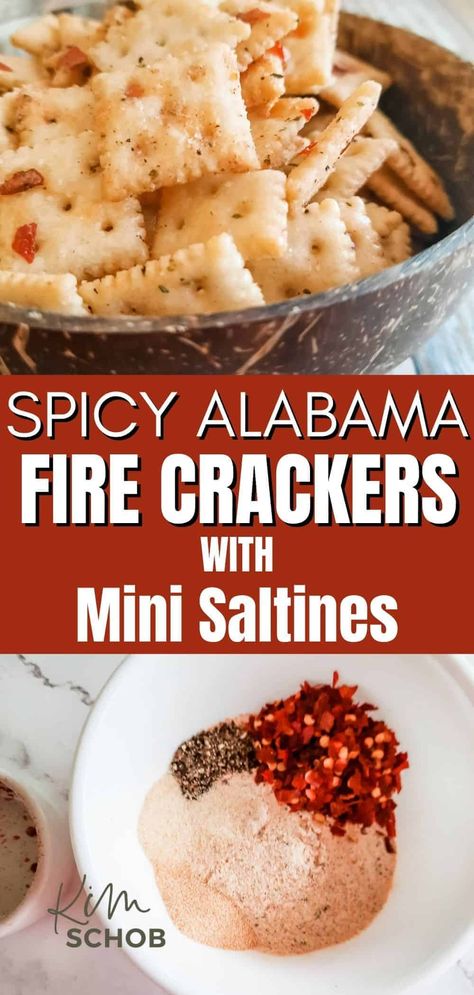 Alabama fire crackers make for a deliciously addictive homemade snack perfect for parties or when you are craving something different! Made with mini saltines; they are sure to be a hit! Spicy Saltine Crackers, Spicy Saltines, Mini Saltines, Alabama Fire Crackers Recipe, Alabama Fire Crackers, Spicy Crackers Recipe, Saltine Cracker Recipes, Xmas Brunch, Spicy Crackers