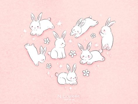 𝙲𝚁𝙴: Nicobodo Toys Drawing, Valentines Illustration, Rabbit Pictures, Bunny Tattoos, Bunny Drawing, White Rabbits, Bunny Wallpaper, Background Drawing, Bunny Pictures