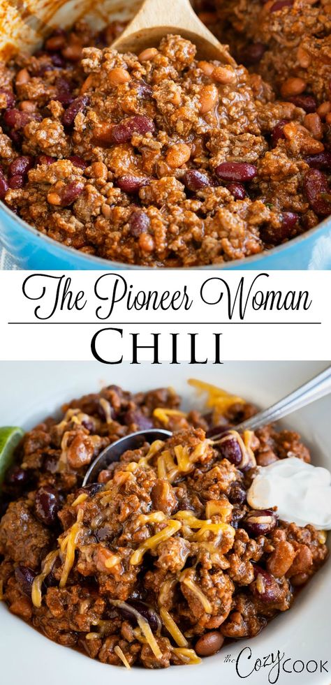 Pioneer Woman Recipes Chili, Pioneer Women Chilli Recipe, Pioneer Woman Chilli Recipes, Ree Drummond Chili Recipe, Deer Chili Recipe Instant Pot, Cowboy Chilli Recipes, Hamburger Chili Recipe Ground Beef, Ground Beef Chili Recipe Crockpot, Pioneer Woman Chilli