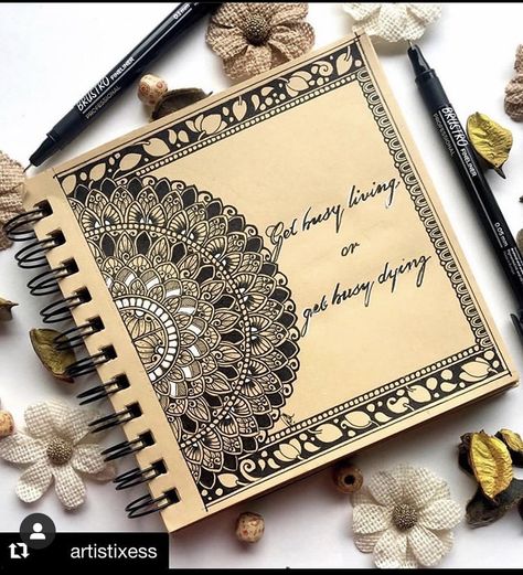 Mandala Quotes Inspirational, Mandala Cover Page, Mandala Book Cover Design, Modern Mandala Art, Name Page Design For Project, Doddle Art, Easy Mandala Drawing, Boho Art Drawings, Mandala Art Therapy