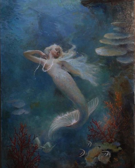 Mermaid Swimming, Real Mermaids, Mermaid Painting, Arte Van Gogh, Mermaid Aesthetic, Mermaid Dreams, Mermaids And Mermen, Old Paintings, Mermaid Art