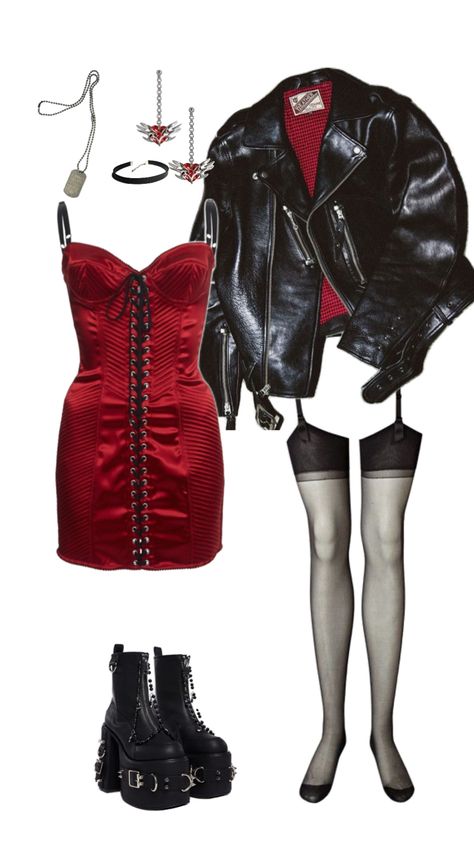 Red Goth Outfits, Taylor Momsen Outfits, 80s Concert, 1990 Style, Rock Star Outfit, Aesthetic Fit, Taylor Momsen, Streetwear Fashion Women, Swaggy Outfits