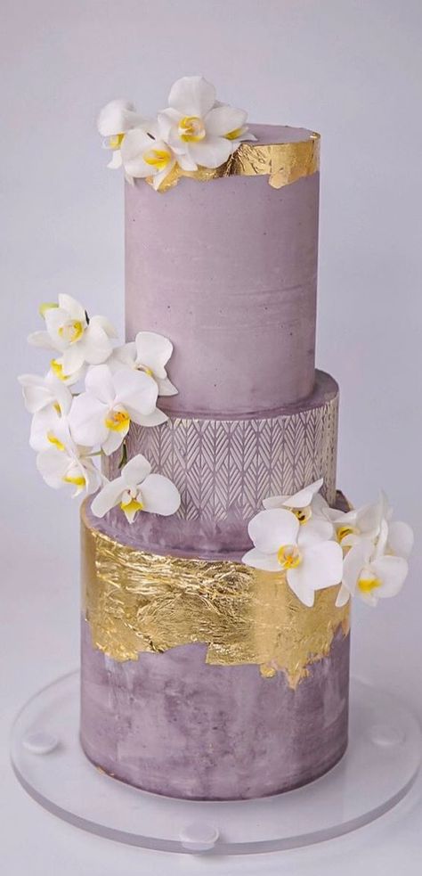 wedding cake designs, wedding cake trends 2021, wedding cake ideas, creative wedding cakes, unusual wedding cakes, wedding cake ideas 2021, wedding cake designs 2021, unusual wedding cakesmodern, beautiful wedding cakes Gold And Lavender Wedding, Wedding Cakes Gold, Gold And Lavender, Lavender Wedding Cake, Unusual Wedding Cakes, 80 Birthday Cake, Gold Birthday Cake, Creative Wedding Cakes, The Wedding Cake