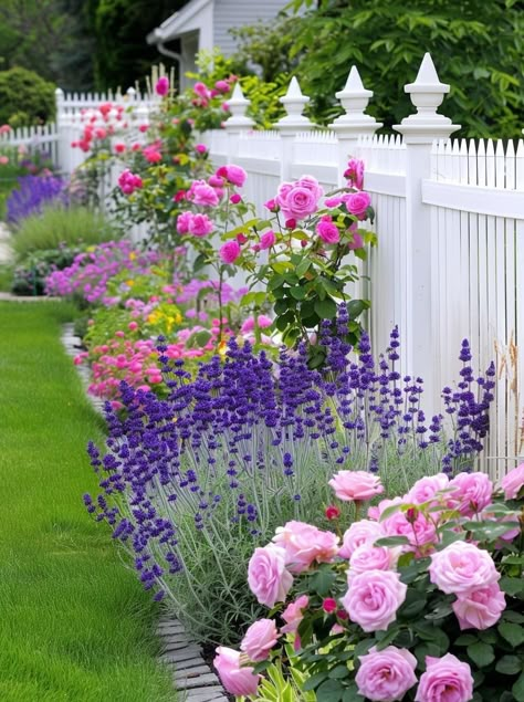 Front Yard Garden Design, Cottage Garden Design, White Picket Fence, Have Inspiration, Garden Inspo, Garden Area, Beautiful Flowers Garden, Outdoor Gardens Design, Charming Garden