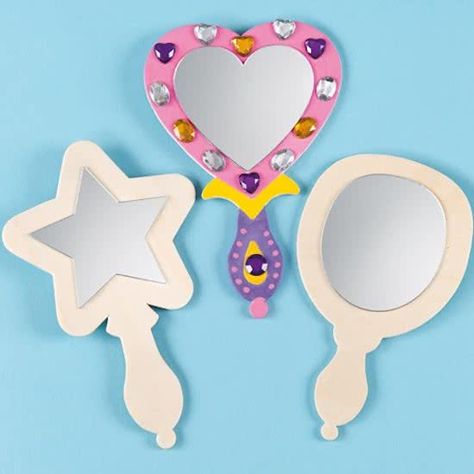 Maak en ontwerp je eigen houten spiegels - basis knutselmateriaal voor kinderen om te schilderen en versieren (3 stuks) Foam Mirror, Princess Party Games, Princess Mirror, Princess Crafts, Descendants Party, Toddler Craft, Fantasy Party, Princess Theme Birthday, Rapunzel Party