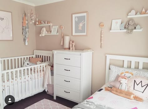 Shared Baby Rooms, Toddler Shared Room, Baby And Toddler Shared Room, Nursery Guest Room Combo, Boy And Girl Shared Room, Boy And Girl Shared Bedroom, Toddler And Baby Room, Kids Rooms Shared, Nursery Guest Room