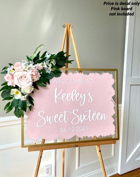 Sweet 16 Tea Party, Sweet 16 Sign, Sweet Sixteen Party Themes, Sweet 16 Party Planning, Sweet 16 Party Themes, Sweet 16 Centerpieces, Sweet 16 Party Decorations, Pink Sweet 16, Sweet Sixteen Birthday Party Ideas