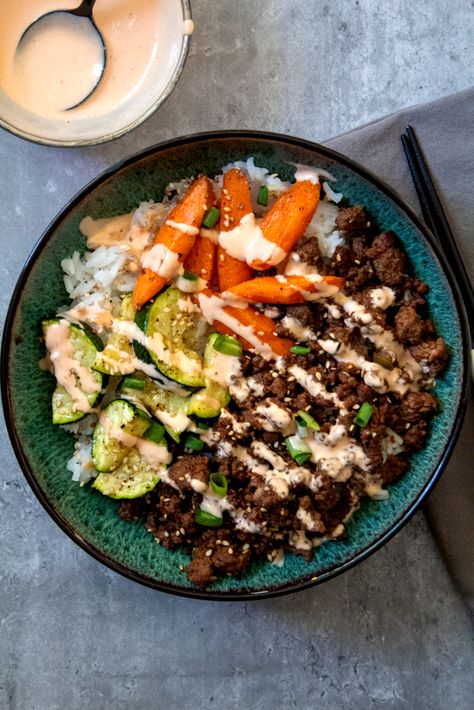 Ground Beef Poke Bowl, Beef Bulgogi Recipe Ground Beef, Hello Fresh Bulgogi Bowl, Keto Bulgogi Beef, Bulgogi Bibimbap Recipe, Hello Fresh Beef Bulgogi Bowl, Turkey Bulgogi Bowl, Thai Beef Bowl, Bulgogi Meal Prep