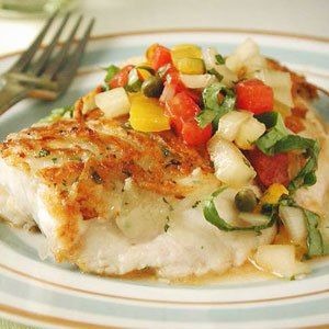 Potato-and-Herb Crusted Snapper with Yellow Pepper Salsa  @ http://www.fishlogy.com Pepper Salsa Recipe, Potato Crust, Pepper Salsa, Saltwater Fish, Red Snapper, Yellow Pepper, Baked Fish, Herb Butter, Salsa Recipe