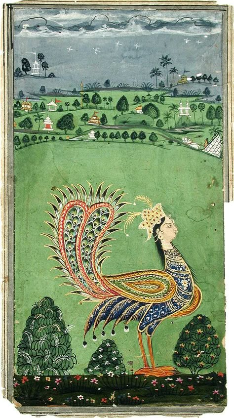 https://flic.kr/p/8nxmP3 | Mythical peacock with a woman's head | Accession Number: 1990:531 Display Title: Mythical peacock with a woman's head Suite Name: Media & Support: Opaque watercolor and gold on paper Creation Date: ca. 1750 Creation Place/Subject: India State-Province: Andhra Pradesh Court: Hyderabad School: Deccani Display Dimensions: 8 7/32 in. x 4 19/32 in. (20.9 cm x 11.7 cm) Credit Line: Edwin Binney 3rd Collection Label Copy: February 2004 Binney Rotation 7 Sultans and... Siren Mythology, Persian Miniatures, معرض فني, Indian Miniature, Mughal Paintings, Persian Miniature, Iranian Art, Eastern Art, Indian Paintings