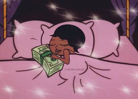 Cartoon Character, Money, Bed