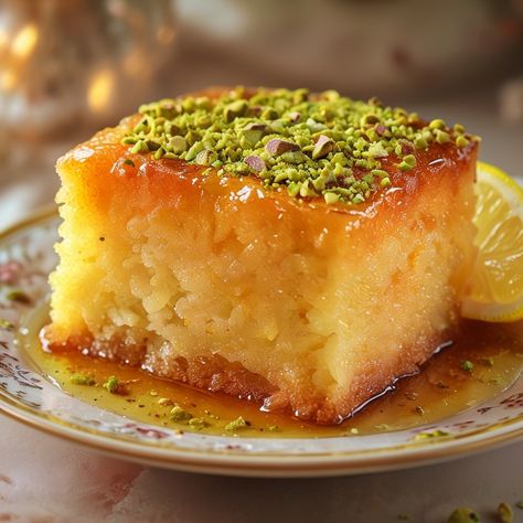 🌟🍰 Savor the Sweetness of Turkey with Revani! 🍰🌟 Hello, friends! 🇹🇷✨ Today, I’m thrilled to share my homemade Revani, a delightful Turkish Semolina Cake that’s simply irresistible! This moist and syrup-soaked cake is bursting with flavor, featuring a hint of lemon and topped with crunchy pistachios. Perfect for any occasion, it’s sure to impress your family and friends! Who’s ready to indulge in a slice of this deliciousness? 😍❤️ Let me know if you want the recipe! #Revani #TurkishDelight #B... Turkish Cake, Turkish Cake Recipes, Semolina Cake, Turkish Delight, Pistachio, Cake Designs, Lemon, Cake Recipes, Cake