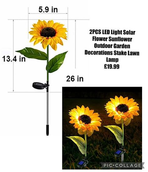 2PCS LED Light Solar Flower Sunflower Outdoor Garden Decorations Stake Lawn Lamp 💕💕 £19.99 💕💕 🚚 free UK delivery within 7-10 working days. ❤️ Available from my website. Here's my shoplink https://ffionslittlebutterfly.myshopify.com/products/2pcs-led-light-solar-flower-sunflower-outdoor-garden-decorations-stake-lawn-lamp?_pos=3&_psq=sunf&_psq=sunf&_ss=e&_ss=e&_v=1.0&_v=1.0&ref=tinalouisewill Front Yard Decor, Walkway Landscaping, Solar Flower, Solar Garden Lights, Sunflower Garden, Lawn Lights, Pathway Lighting, Outdoor Garden Decor, Sunflower Decor