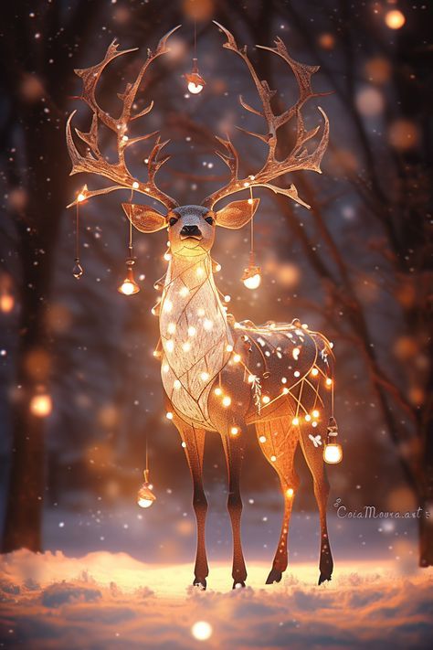 Deer Aesthetic Wallpaper, Dear Horns, Reindeer Aesthetic, Aesthetic Deer, Fantasy Deer, Operation Christmas Children, Merry Christmas Wallpaper, Christmas Scenery, Witchy Wallpaper