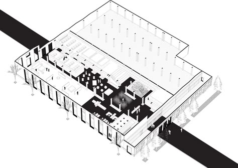 Gallery of 'Re-Veil' Factory Regeneration / Superimpose Architecture - 17 Factory Interior Design, Factory Facade, Warehouse Architecture, Architecture Diagrams, Axonometric Drawing, Museum Plan, Factory Interior, Factory Architecture, Renovation Architecture