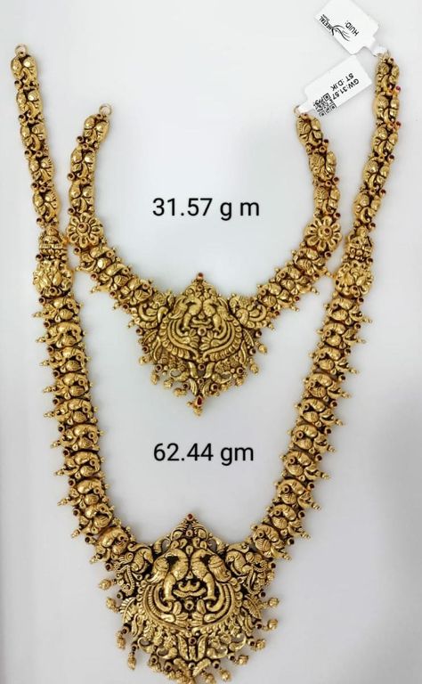 Long Chain Designs Gold Latest Antique, Chettinad Jewellery Gold, Latest Long Chain Designs In Gold, Chettinad Jewellery, Antique Haram, Gold Things, Pretty Gold Necklaces, Simple Bridal Jewelry, Temple Jewelry Necklace