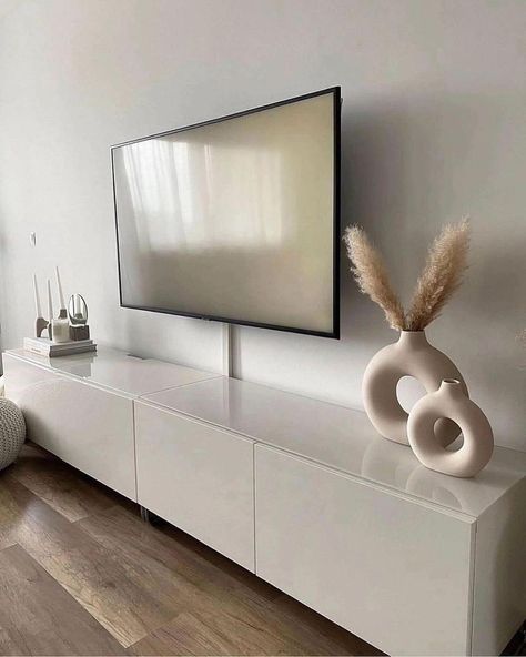 Tv Mounted, Tv Unit Decor, Relaxing Bedroom, Home Design Living Room, Apartment Decor Inspiration, Space Decor, A Living Room, Minimalist Living Room, Simple Decor