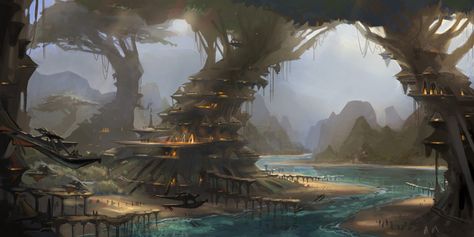 Beautiful Kashyyyk landscape Star Wars Planets, Fantasy Tree, Games Design, Star Wars Concept Art, Star Wars Rpg, Star Wars Wallpaper, Fantasy City, Fantasy Places, Estilo Punk