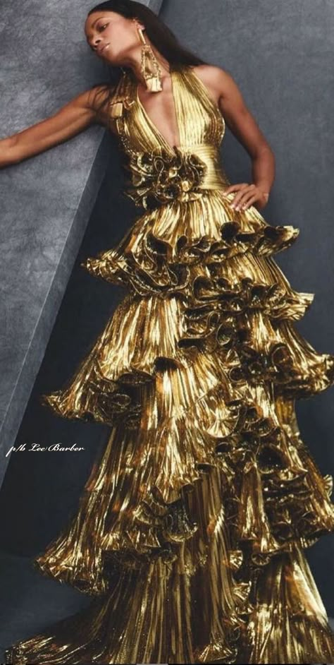 Txema Yeste, Naomie Harris, Haute Couture Gowns, Gold Gown, Golden Dress, Alexandre Vauthier, فستان سهرة, Creation Couture, Grad Dresses