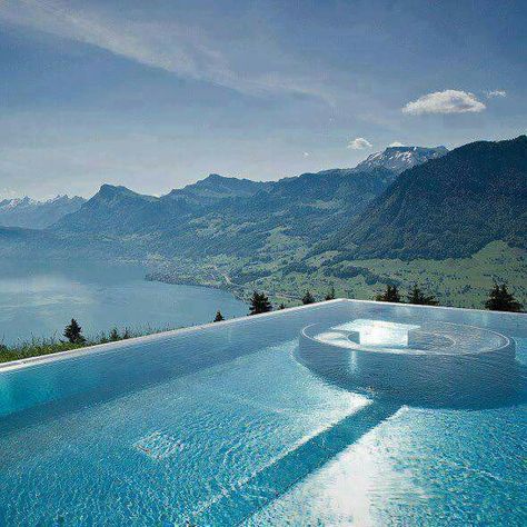 ⌛ Sunken Landscape, Hotel Villa Honegg, Villa Honegg, Best Honeymoon Resorts, Amazing Swimming Pools, Switzerland Vacation, Amazing Pools, Villa Pool, Cool Swimming Pools