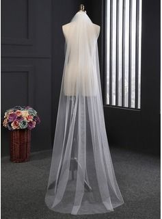 One-tier Cut Edge Waltz Bridal Veils With Rhinestones (006250855) - JJ's House Chapel Length Wedding Veil, Cheap Wedding Veil, Short Veils Bridal, Simple Wedding Veil, Soft Tulle Veil, Simple Veil, Ivory Wedding Veils, Tulle Wedding Veil, Long Veil Wedding