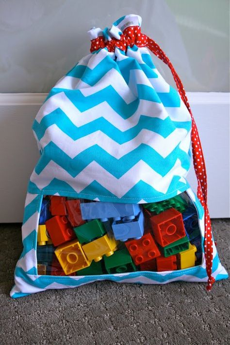 Creative Toy Storage, Diy Bags Tutorial, Lego Bag, Toy Storage Ideas, Diy Toy Storage, Toy Sack, Sac Diy, Toy Storage Bags, Trendy Sewing