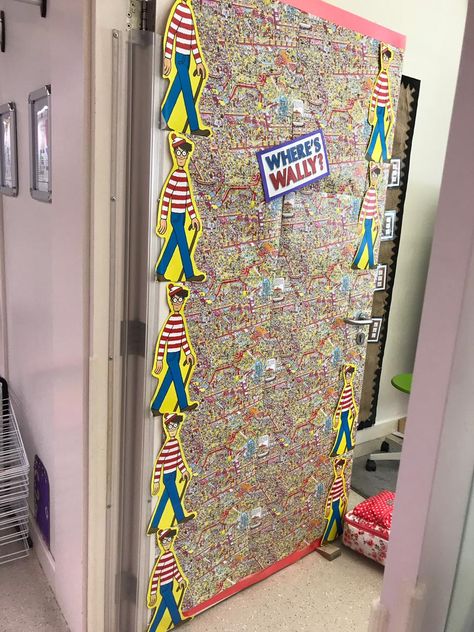 Where’s Wally World Book Day Decorations, World Book Day Door Display, Book Week Door, Book Door, World Book Day Ideas, Teacher Appreciation Doors, Wally World, Storybook Theme, Class Door