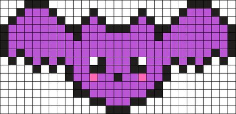 Kawaii Bat Perler Bead Pattern | Bead Sprites | Animals Fuse Bead Patterns Bat Perler, Hama Beads Halloween, Kawaii Bat, Easy Perler Bead Patterns, Graph Paper Drawings, Fuse Bead Patterns, Halloween Cross Stitch Patterns, Hama Beads Design, Pattern Maker