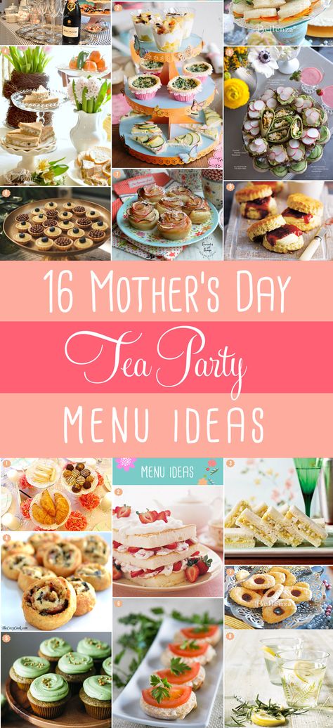 Mother's Day Tea Party Food - Sweet & Savory Menu Ideas for Celebrating Mom! #mothersdayteaparty #mothersday #teapartyfood Tea Party Menu Ideas, Party Menu Ideas, Birthday Dinner Menu, Adult Tea Party, Tea Party Menu, Tea Party Sandwiches, Easy Teas, English Tea Party, Healthy Afternoon Snacks