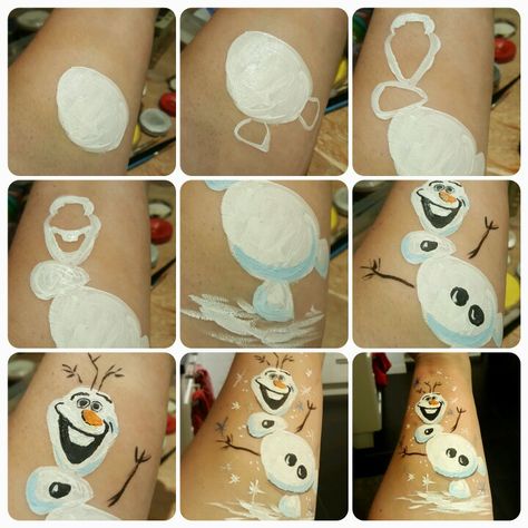 Winter Face Painting Ideas For Kids, Olaf Face Paint, Face Paint Step By Step, Frozen Face Painting, Kids Face Painting Easy, Frozen Face Paint, Easy Face Painting Designs, Mask Face Paint, Festival Face Paint