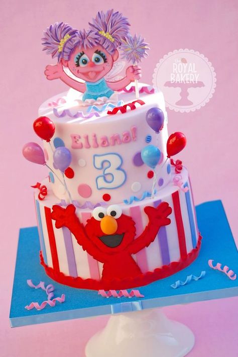 Beautiful Elmo and Abby Cadabby birthday cake for a Sesame Street birthday party! Elmo Cake Topper, Abby Cadabby Party, Elmo Birthday Cake, Sesame Street Cake, Elmo Cake, Elmo Birthday Party, Abby Cadabby, Sesame Street Birthday Party, Elmo Party