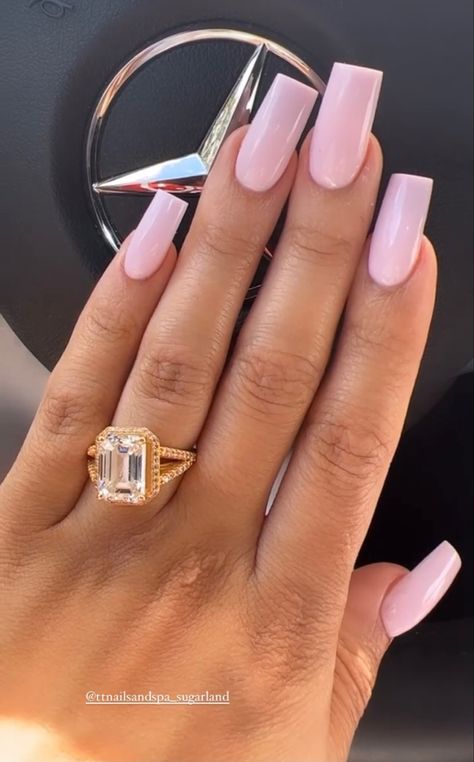 Cute Light Colored Nails, 1 Colour Nails, Summer Nails Tapered Square, Nails Birthday Pink, Nails Inspiration Rosa, Nails 2024 Square, Nails 2024 Pink, Nail Inspiration Summer 2024 Square, Square Summer Nails 2024