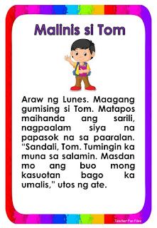 Teacher Fun Files: Tagalog Reading Passages 17 Tagalog Reading, Reading For Kindergarten, Reading Comprehension Grade 1, Elementary Reading Comprehension, Teacher Fun Files, Reading For Kids, 1st Grade Reading Worksheets, Stories With Moral Lessons, Remedial Reading