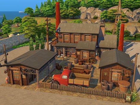 The Sims Resource - Fun Factory ( Club ) - no CC Sims 4 Factory, Outer Ideas, Sims Lots, The Sims 4 Lots, Sims Builds, Sims 4 House Building, Fun Factory, Cottage Farm, Tumblr Sims 4