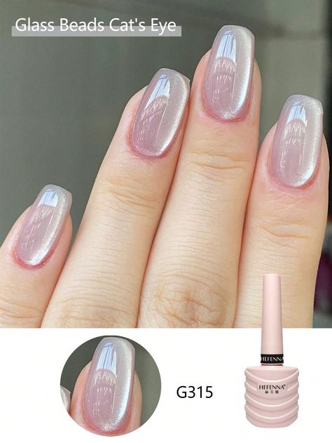 Clear  Collar  ABS   Embellished   Nail,Hand & Foot Care Clear Cat Eye Nails, Cat Eye Nails Polish, Fake Nails Designs, Soft Gel Nails, Cat Eye Gel Polish, Pretty Toe Nails, Manicure Nail Designs, Glitter Gel Polish, Fall Gel Nails