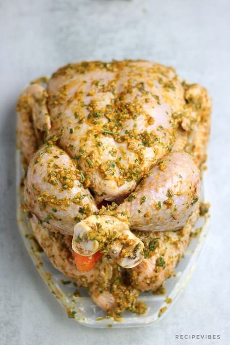 Whole Roast Chicken Marinade, Roasted Chicken Marinade Whole, Marinating Whole Chicken, Marinade For Roast Chicken, Marinated Whole Chicken Recipes, Marinated Roasted Chicken, Roast Chicken Marinade Recipes, Whole Chicken Marinade Recipes, Spanish Chicken Marinade