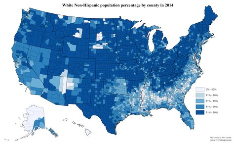 White Non-Hispanic population percentage by county Map Color Palette, Choropleth Map, Data Visualization Tools, Georgia Institute Of Technology, Open Data, George Washington University, Us Map, Data Visualization, Data Science