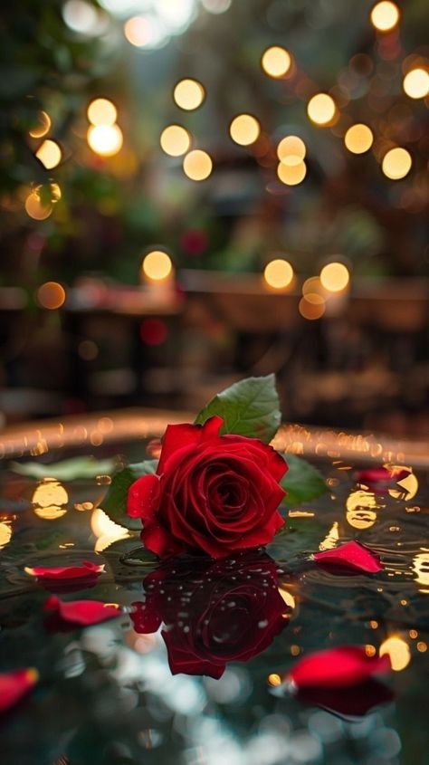 Shimmering Water, Fav Wallpaper, Flowers Pics, Romantic Settings, Tender Embrace, Single Red Rose, Glittery Wallpaper, Rose Flower Pictures, Krishna And Radha