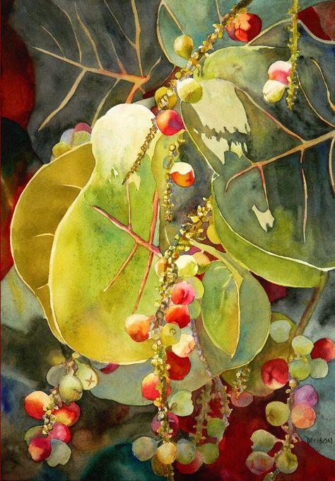 Sea Grapes, Grape Painting, Image Nature, 수채화 그림, Australian Native, Botanical Drawings, Flower Art Painting, By Terry, Arte Floral